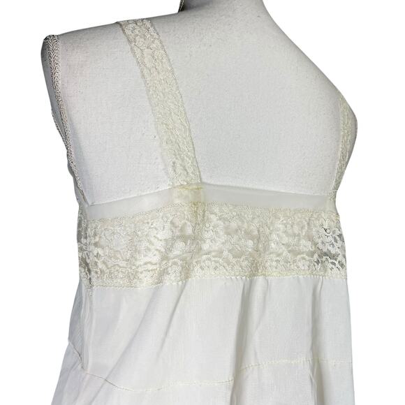 Vintage Lingerie Skirt Set Size Small White Half Slip Camisole Lace Accent Hem - Picture 7 of 10